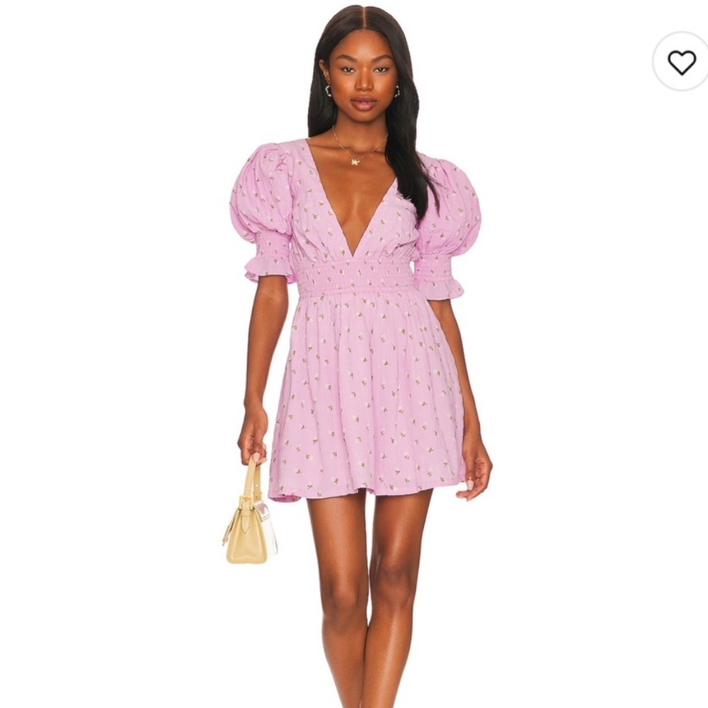 Majorelle Puff sleeve mini dress